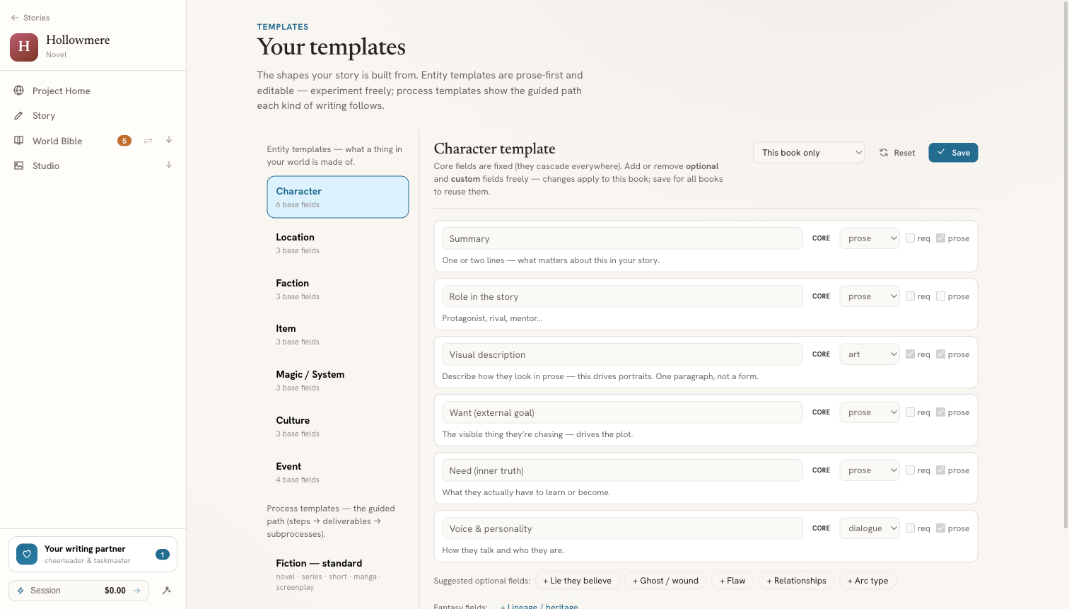 DraftNado genre templates